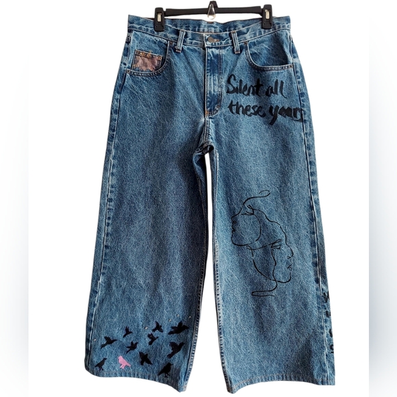 Denim Denim & Apparel Denim - Dearborn Denim & Apparel Hand-Painted Palazzo Jeans
